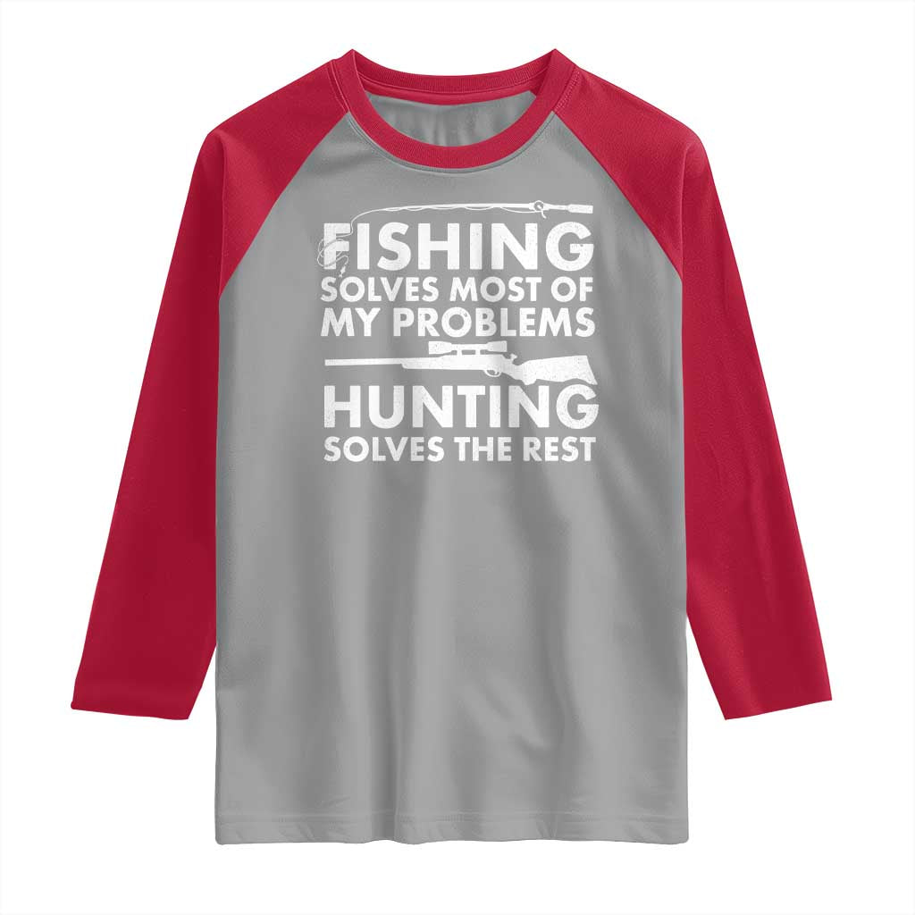 Funny Hunter Raglan Shirt Fishing And Hunting Father's Day TS11 Sport Gray Red Print Your Wear