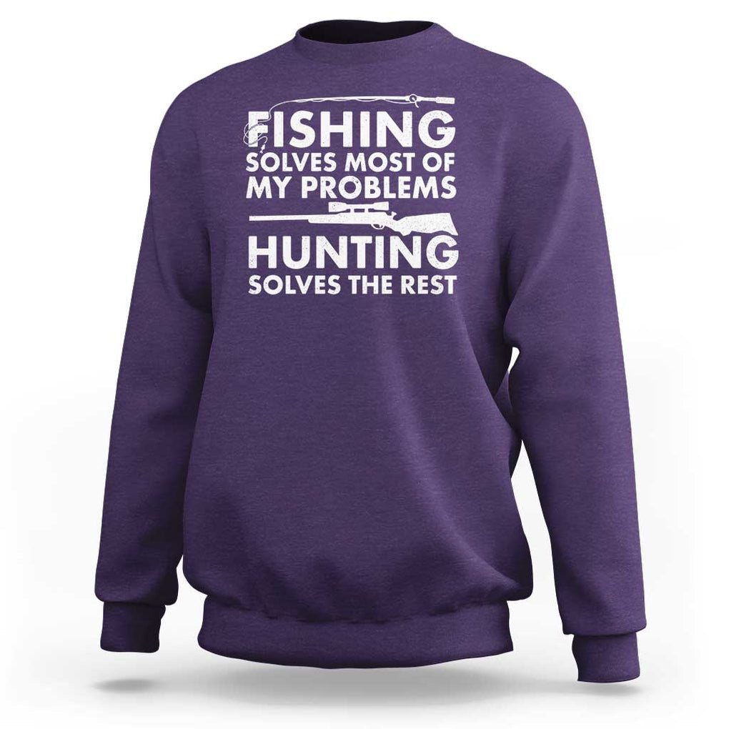 Funny Hunter Sweatshirt Fishing And Hunting Father's Day TS11 Purple Print Your Wear