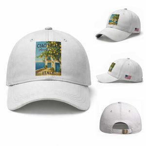 Italian Summer Amalfi Coast Baseball Cap Ciao Bella Italy Lemon TS11 Baseball Cap Universal Fit White Print Your Wear
