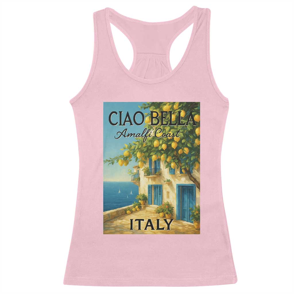 Italian Summer Amalfi Coast Racerback Tank Top Ciao Bella Italy Lemon TS11 Light Pink Print Your Wear