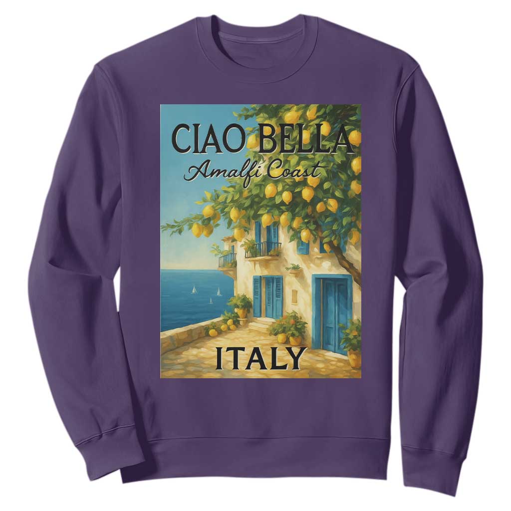Italian Summer Amalfi Coast Sweatshirt Ciao Bella Italy Lemon TS11 Purple Print Your Wear