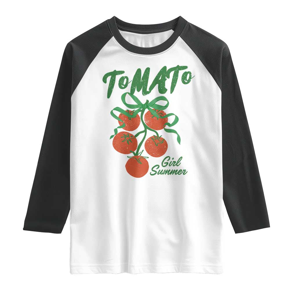 Funny Tomato Girl Summer Raglan Shirt Tomato Fresh Fruit Cottagecore Aesthetic TS11 White Black Print Your Wear