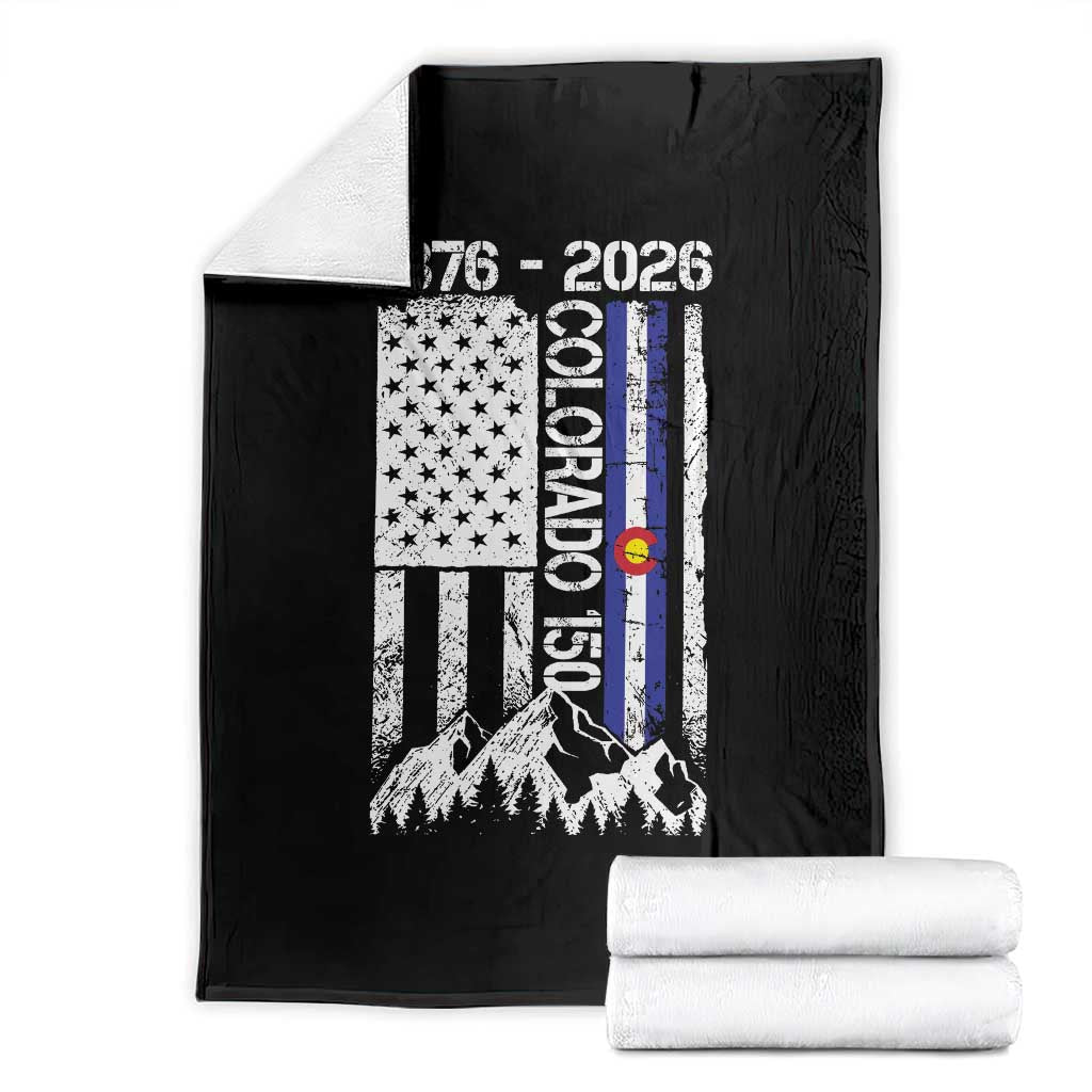 150 Years Colorado Sesquicentennial Anniversary 1876 2026 Throw Blanket Vintage Colorado American Flag TS11 Black Print Your Wear