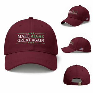 Make Algae Great Again Baseball Cap Funny Political Satire Lincoln Reflecting Pool TS11 Baseball Cap Universal Fit Maroon Print Your Wear