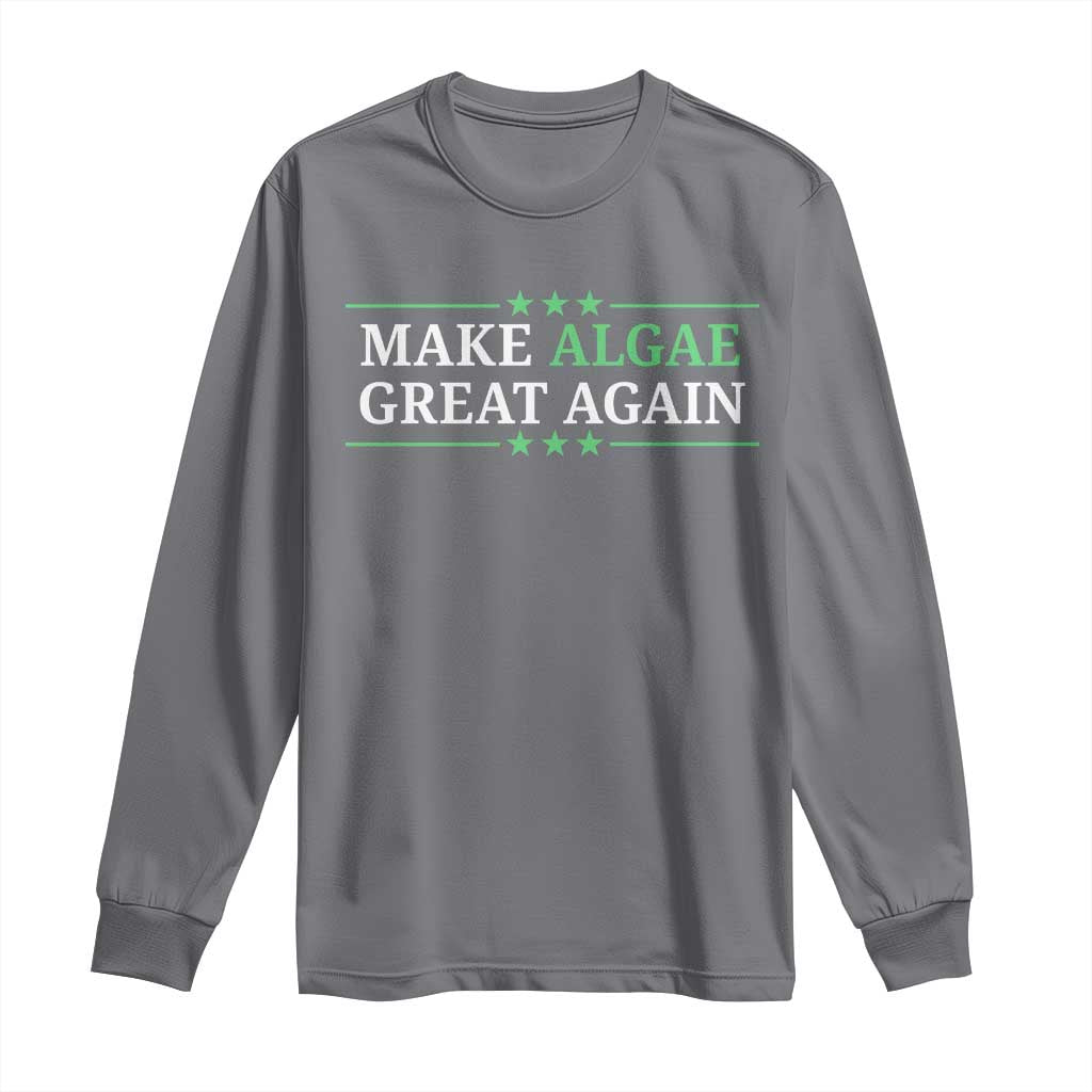 Make Algae Great Again Long Sleeve Shirt Funny Political Satire Lincoln Reflecting Pool TS11 Charcoal Print Your Wear