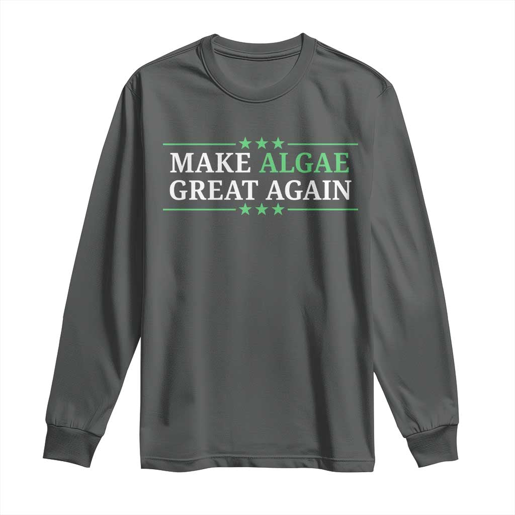 Make Algae Great Again Long Sleeve Shirt Funny Political Satire Lincoln Reflecting Pool TS11 Dark Heather Print Your Wear