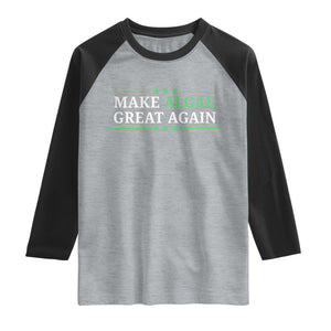 Make Algae Great Again Raglan Shirt Funny Political Satire Lincoln Reflecting Pool TS11 Heather Gray Black Print Your Wear