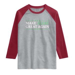Make Algae Great Again Raglan Shirt Funny Political Satire Lincoln Reflecting Pool TS11 Heather Gray Heather Red Print Your Wear