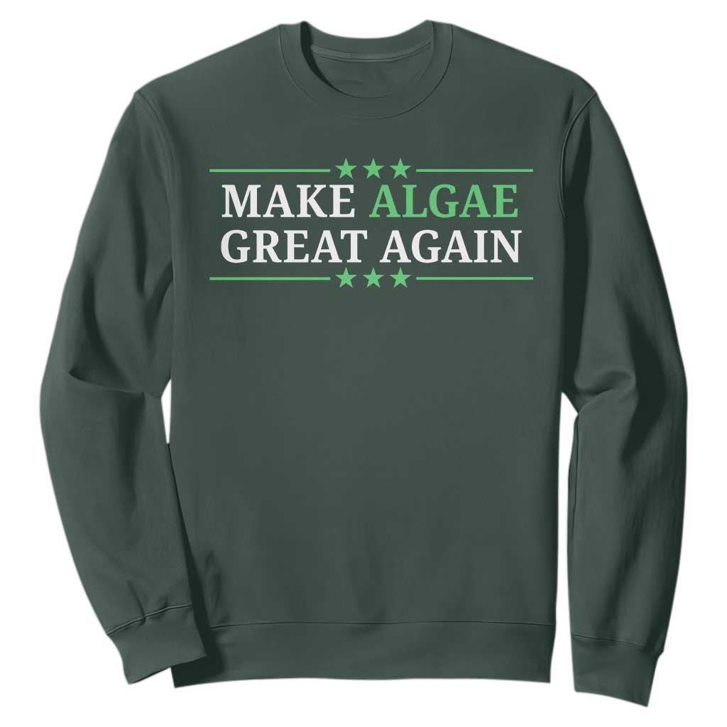 Make Algae Great Again Sweatshirt Funny Political Satire Lincoln Reflecting Pool TS11 Dark Forest Green Print Your Wear