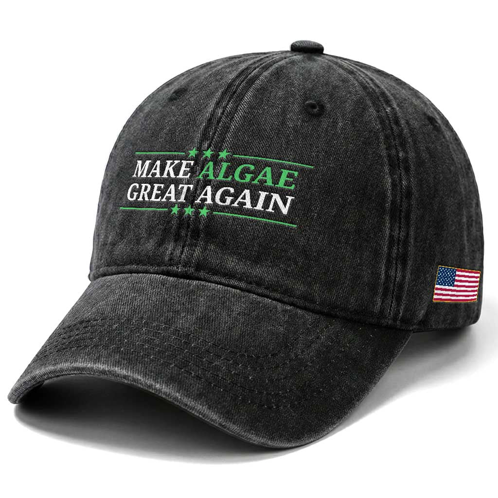 Make Algae Great Again Washed Cotton Baseball Cap Funny Political Satire Lincoln Reflecting Pool TS11 Print Your Wear