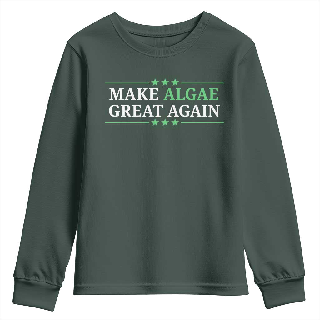 Make Algae Great Again Youth Sweatshirt Funny Political Satire Lincoln Reflecting Pool TS11 Dark Forest Green Print Your Wear