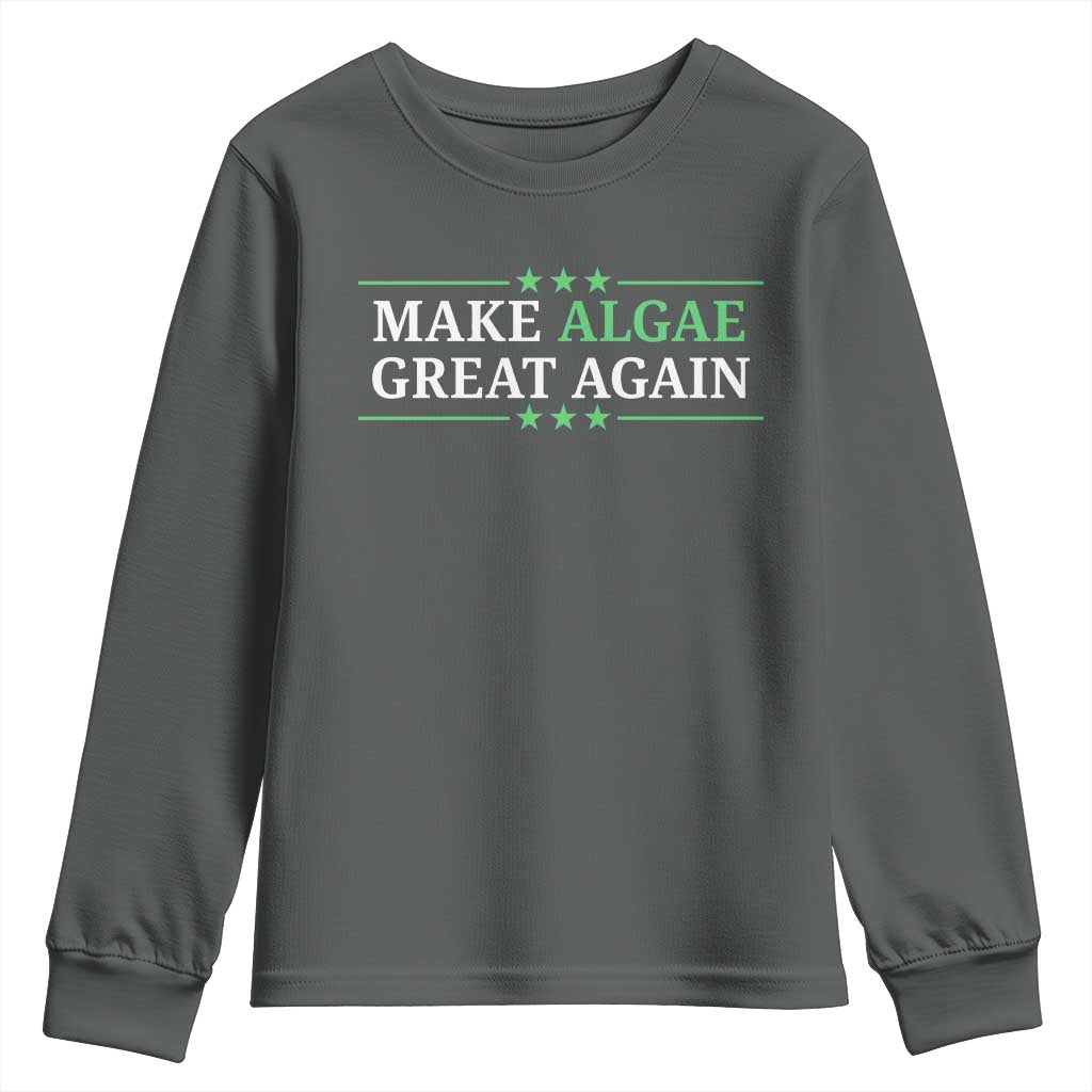 Make Algae Great Again Youth Sweatshirt Funny Political Satire Lincoln Reflecting Pool TS11 Dark Heather Print Your Wear