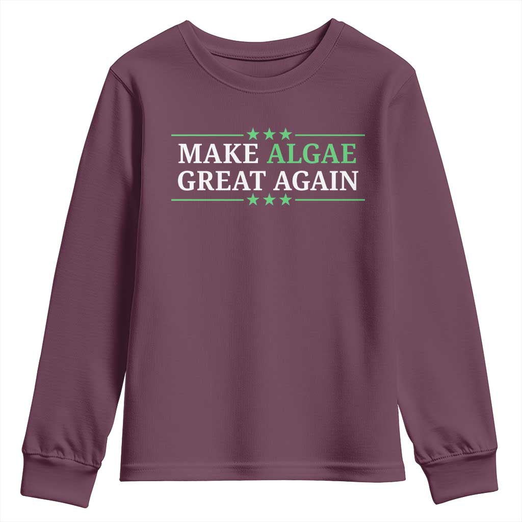 Make Algae Great Again Youth Sweatshirt Funny Political Satire Lincoln Reflecting Pool TS11 Maroon Print Your Wear