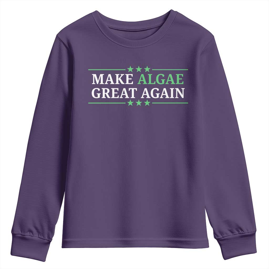 Make Algae Great Again Youth Sweatshirt Funny Political Satire Lincoln Reflecting Pool TS11 Purple Print Your Wear