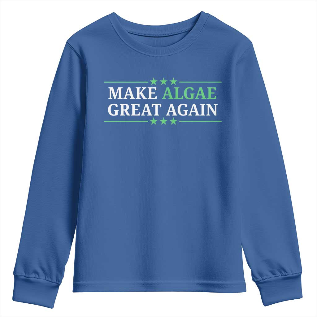 Make Algae Great Again Youth Sweatshirt Funny Political Satire Lincoln Reflecting Pool TS11 Royal Blue Print Your Wear