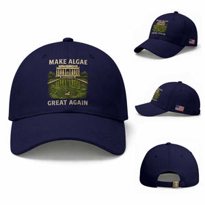 Make Algae Great Again Baseball Cap Funny Lincoln Memorial Reflecting Pool TS11 Baseball Cap Universal Fit Dark Blue Print Your Wear
