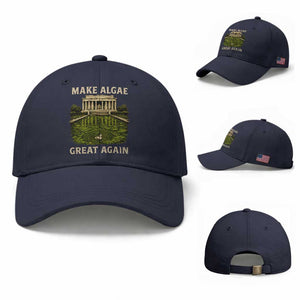 Make Algae Great Again Baseball Cap Funny Lincoln Memorial Reflecting Pool TS11 Baseball Cap Universal Fit Navy Print Your Wear