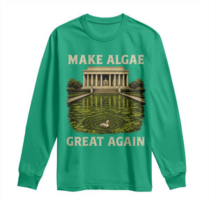 Make Algae Great Again Long Sleeve Shirt Funny Lincoln Memorial Reflecting Pool TS11 Irish Green Print Your Wear