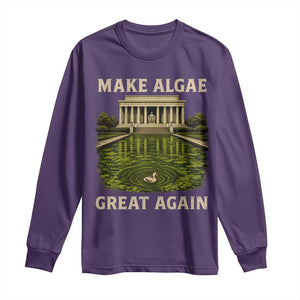 Make Algae Great Again Long Sleeve Shirt Funny Lincoln Memorial Reflecting Pool TS11 Purple Print Your Wear