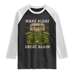 Make Algae Great Again Raglan Shirt Funny Lincoln Memorial Reflecting Pool TS11 Black White Print Your Wear