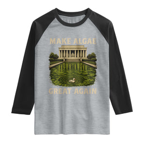 Make Algae Great Again Raglan Shirt Funny Lincoln Memorial Reflecting Pool TS11 Heather Gray Black Print Your Wear