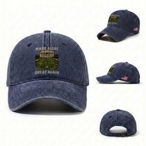 Make Algae Great Again Washed Cotton Baseball Cap Funny Lincoln Memorial Reflecting Pool TS11 Washed Cap Universal Fit Navy Print Your Wear