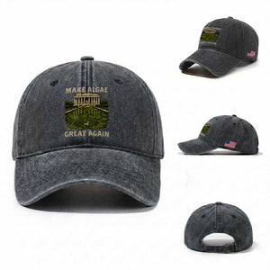 Make Algae Great Again Washed Cotton Baseball Cap Funny Lincoln Memorial Reflecting Pool TS11 Washed Cap Universal Fit Dark Gray Print Your Wear