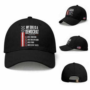 My Dog Is A Democrat Baseball Cap Funny Political Dog Owner TS11 Baseball Cap Universal Fit Black Print Your Wear