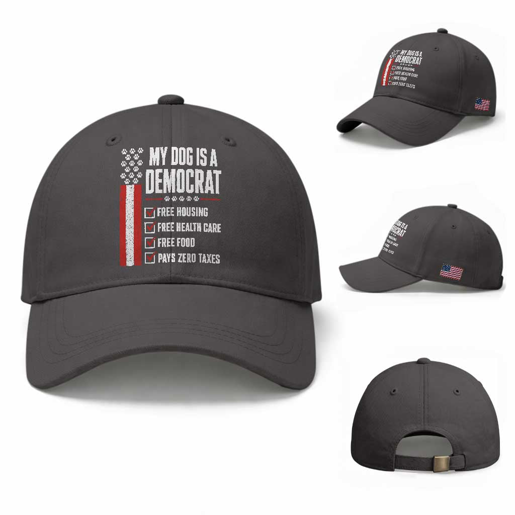 My Dog Is A Democrat Baseball Cap Funny Political Dog Owner TS11 Baseball Cap Universal Fit Dark Gray Print Your Wear