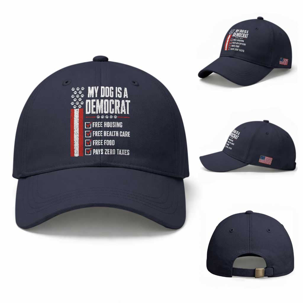 My Dog Is A Democrat Baseball Cap Funny Political Dog Owner TS11 Baseball Cap Universal Fit Navy Print Your Wear