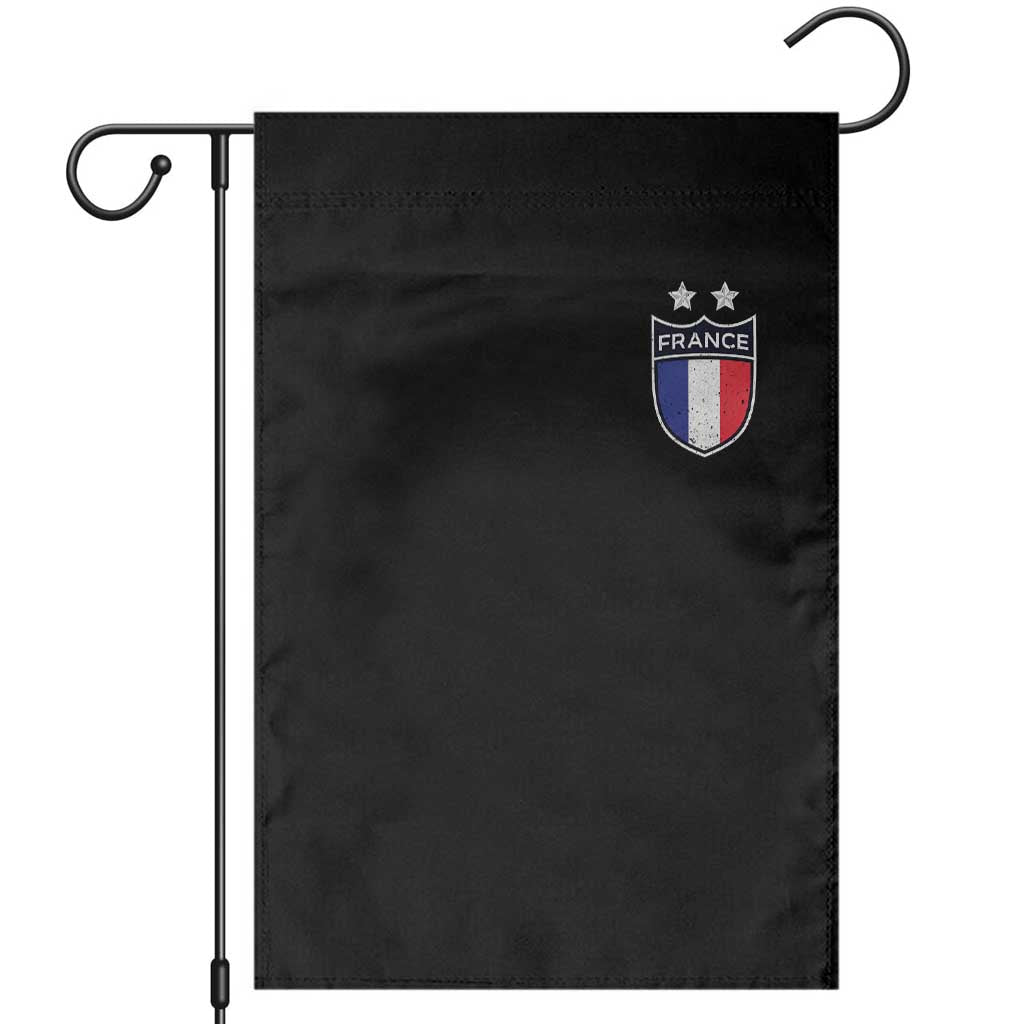 Vintage France Football Crest Two Stars French Flag Garden Flag TS11 Black Print Your Wear