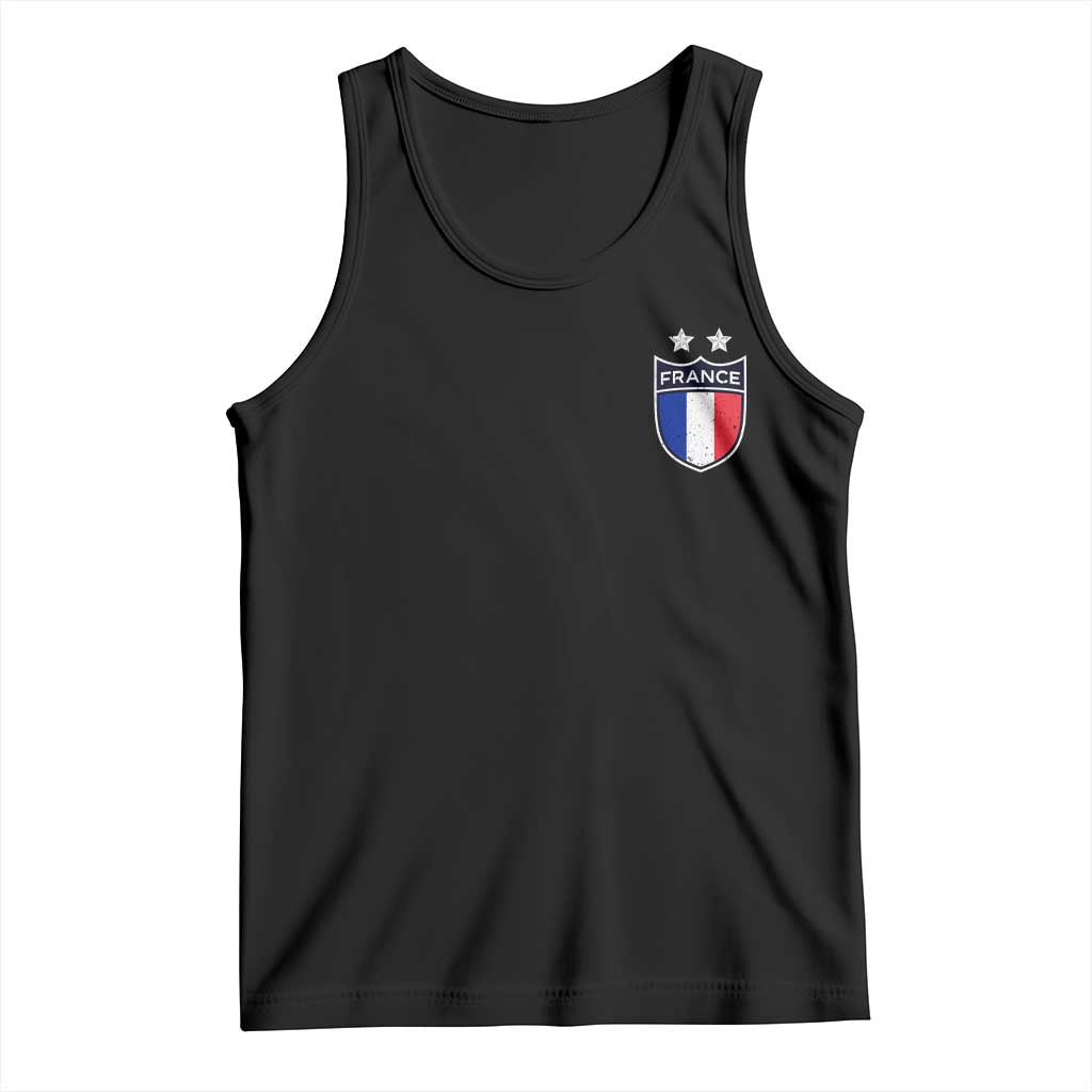 Vintage France Football Crest Two Stars French Flag Tank Top TS11 Black Print Your Wear
