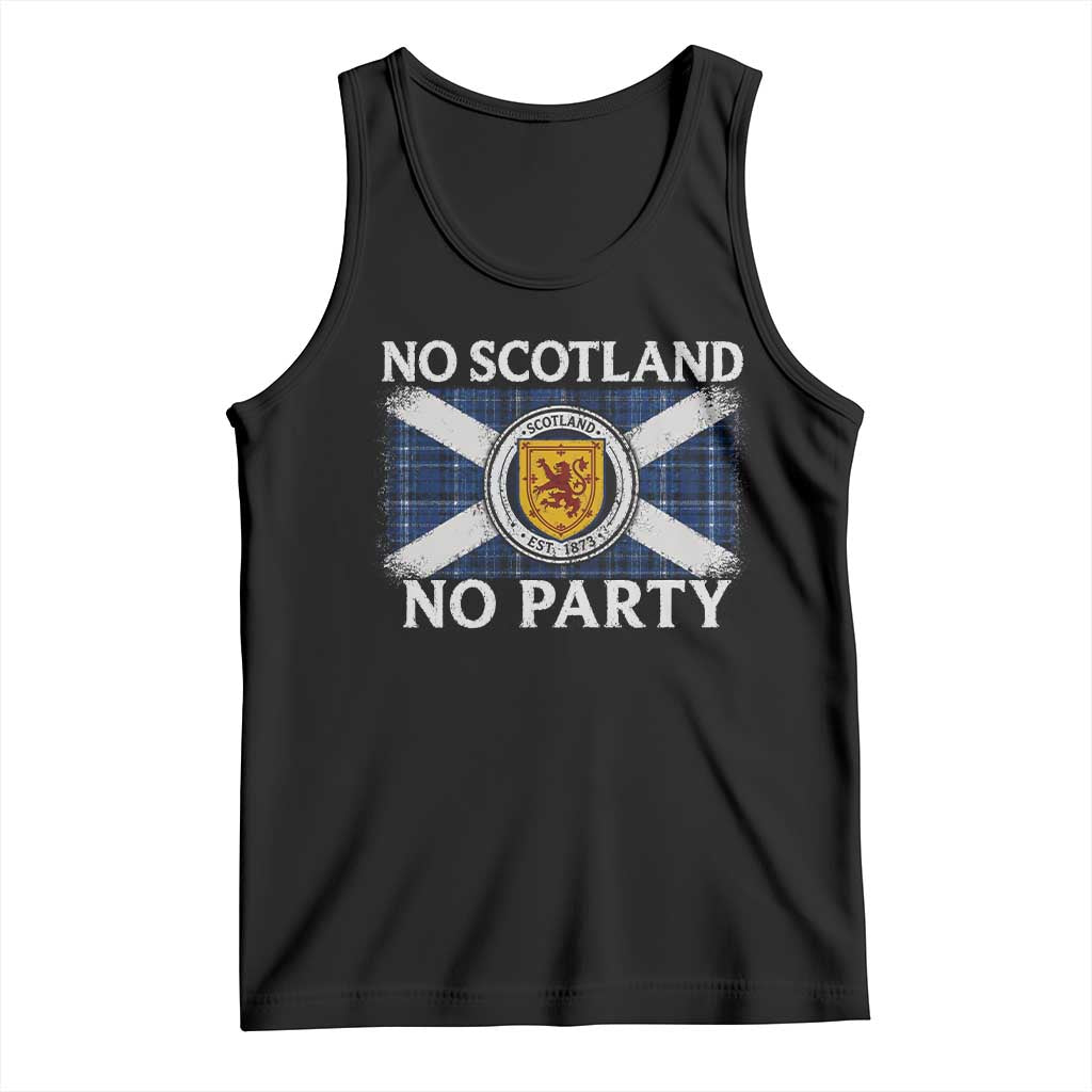 No Scotland No Party Tank Top Lion Rampant Crest Scottish Tartan Flag TS11 Black Print Your Wear