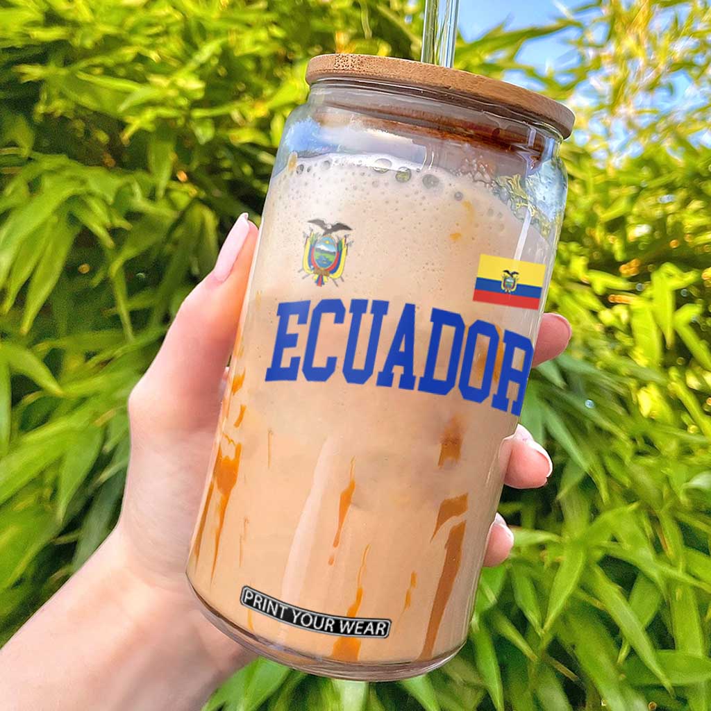 Ecuador Vintage Throwback Soccer Jersey Style Glass Can Ecuadorian Hispanic Heritage TS11 Black Print Your Wear