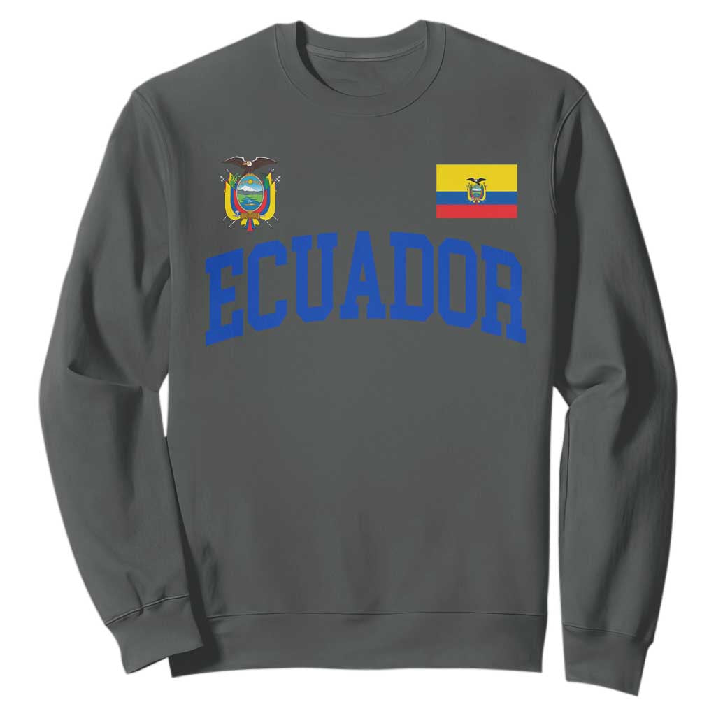 Ecuador Vintage Throwback Soccer Jersey Style Sweatshirt Ecuadorian Hispanic Heritage TS11 Dark Heather Print Your Wear