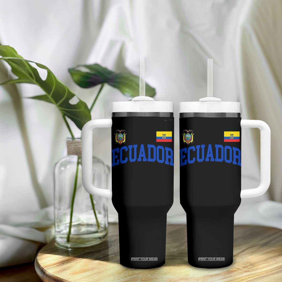 Ecuador Vintage Throwback Soccer Jersey Style Tumbler With Handle Ecuadorian Hispanic Heritage TS11 Print Your Wear