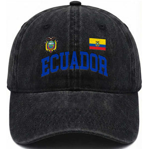 Ecuador Vintage Throwback Soccer Jersey Style Washed Cotton Baseball Cap Ecuadorian Hispanic Heritage TS11 Print Your Wear