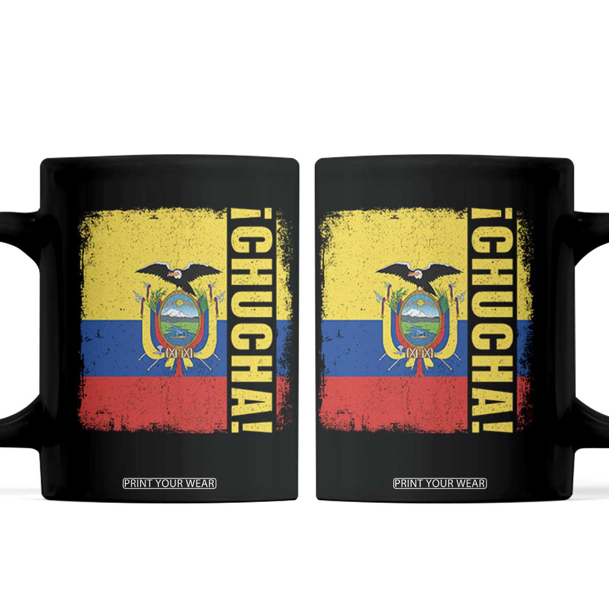 Chucha Funny Ecuadorian Slang Vintage Ecuador Flag Coffee Mug TS11 Black Print Your Wear