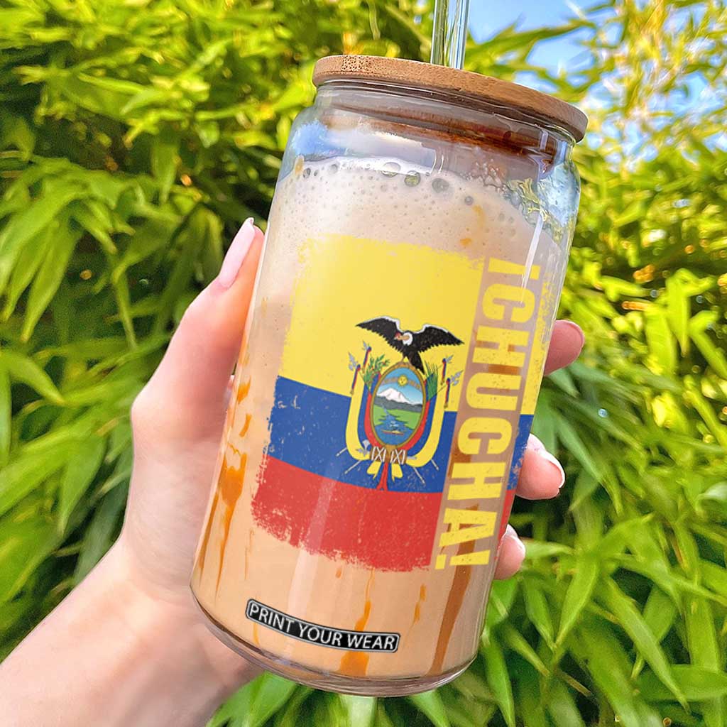 Chucha Funny Ecuadorian Slang Vintage Ecuador Flag Glass Can TS11 Black Print Your Wear