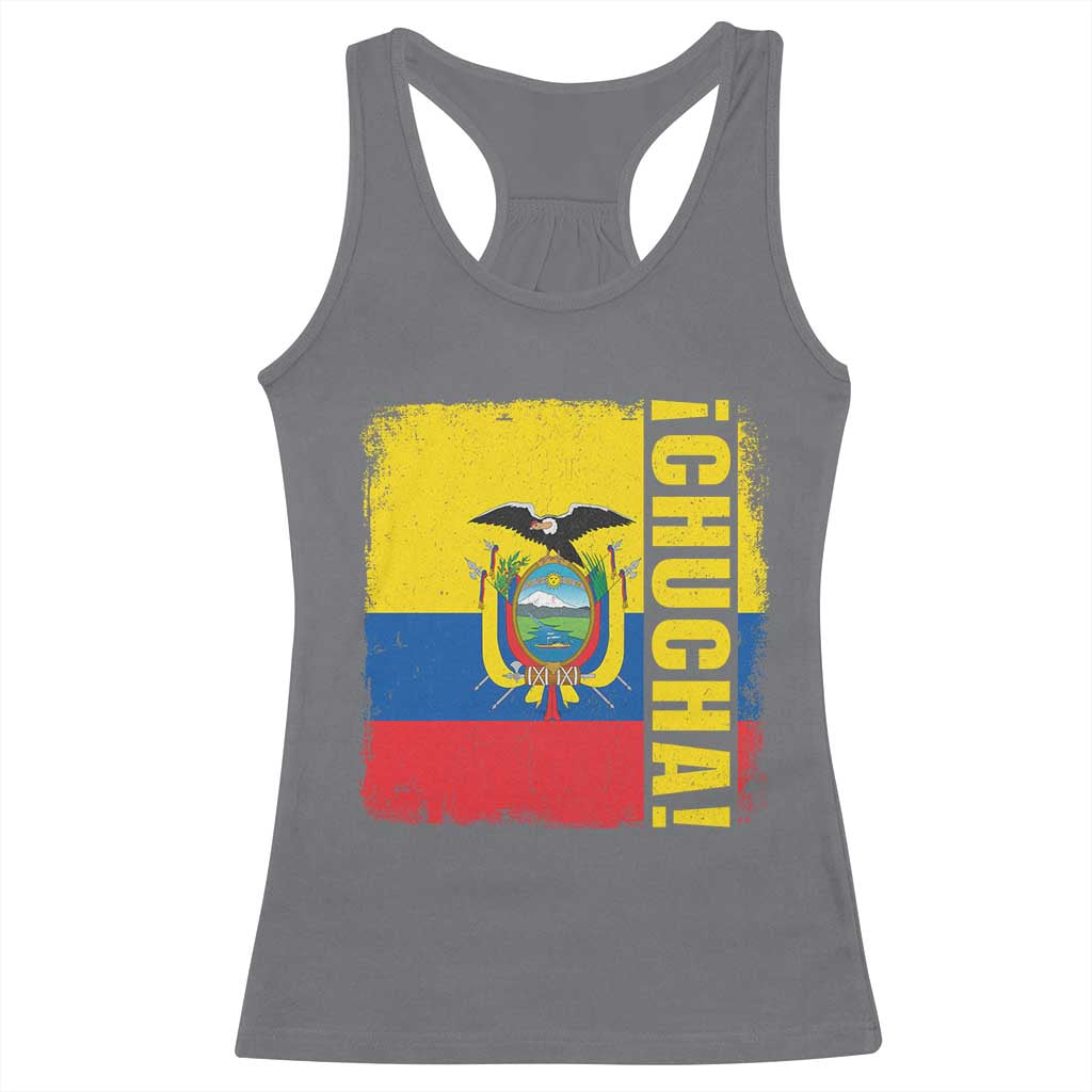 Chucha Funny Ecuadorian Slang Vintage Ecuador Flag Racerback Tank Top TS11 Charcoal Print Your Wear