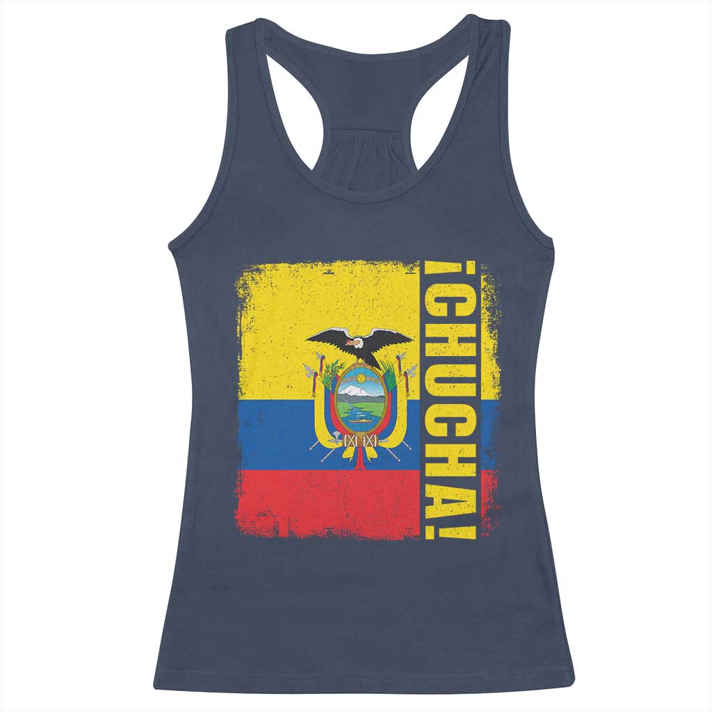 Chucha Funny Ecuadorian Slang Vintage Ecuador Flag Racerback Tank Top TS11 Navy Print Your Wear