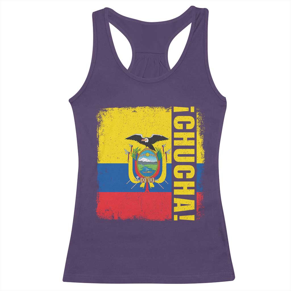 Chucha Funny Ecuadorian Slang Vintage Ecuador Flag Racerback Tank Top TS11 Purple Print Your Wear