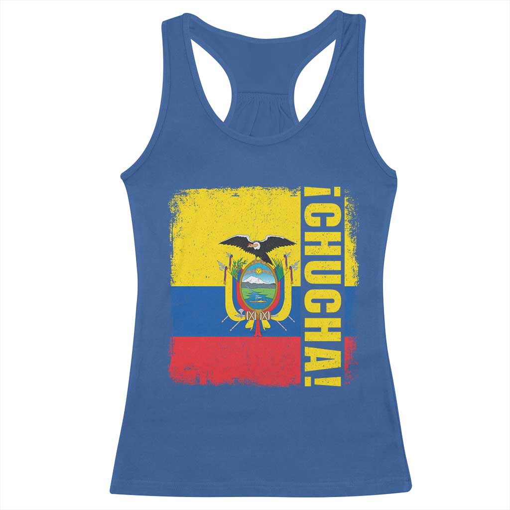 Chucha Funny Ecuadorian Slang Vintage Ecuador Flag Racerback Tank Top TS11 Royal Blue Print Your Wear