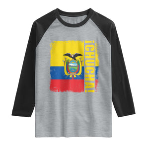 Chucha Funny Ecuadorian Slang Vintage Ecuador Flag Raglan Shirt TS11 Heather Gray Black Print Your Wear