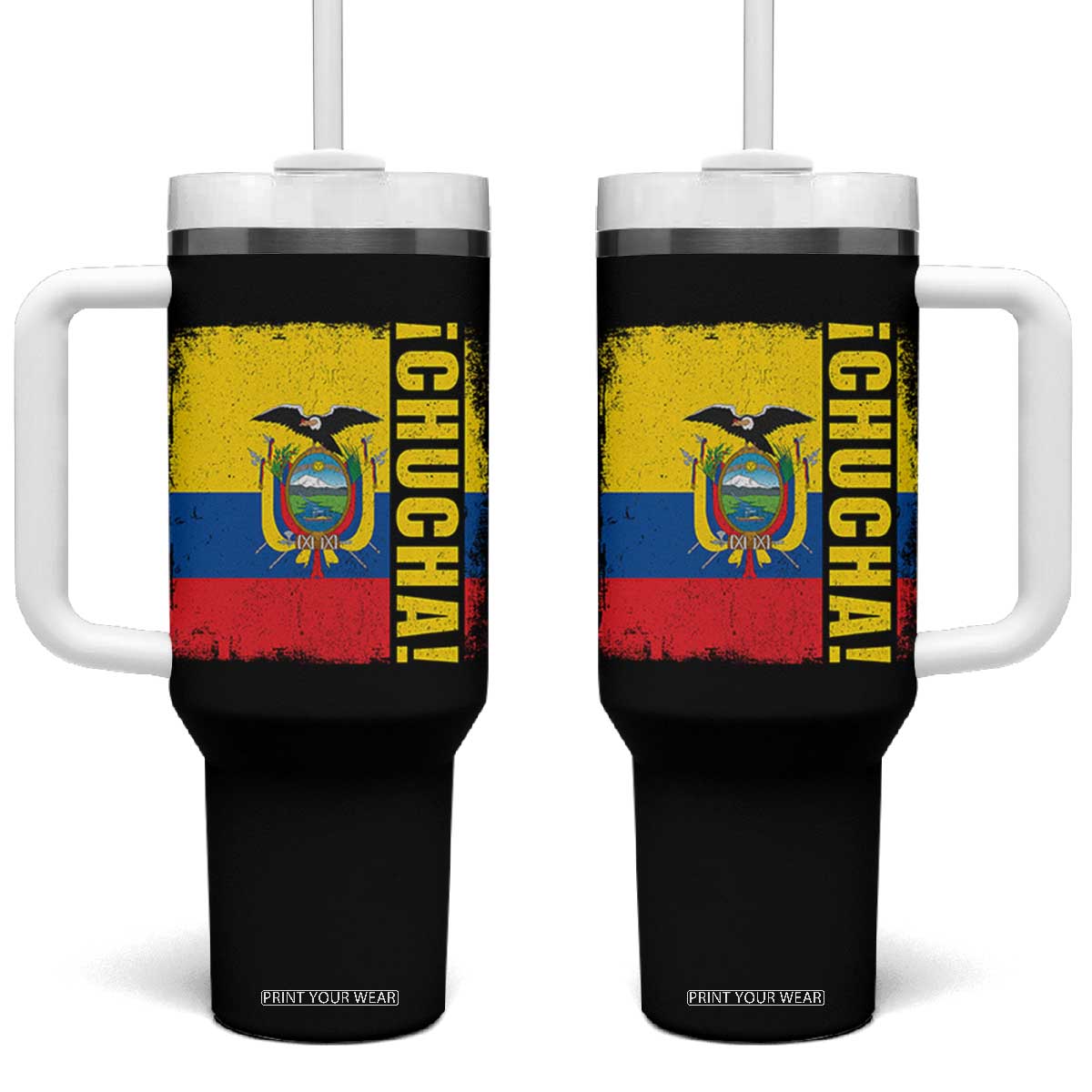 Chucha Funny Ecuadorian Slang Vintage Ecuador Flag Tumbler With Handle TS11 One Size: 40 oz Black Print Your Wear