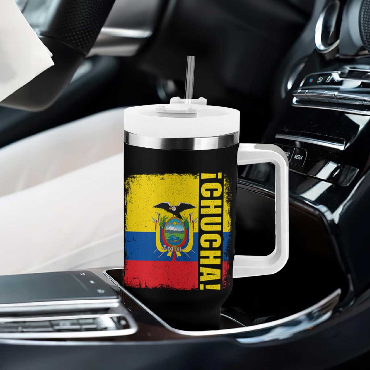 Chucha Funny Ecuadorian Slang Vintage Ecuador Flag Tumbler With Handle TS11 Print Your Wear