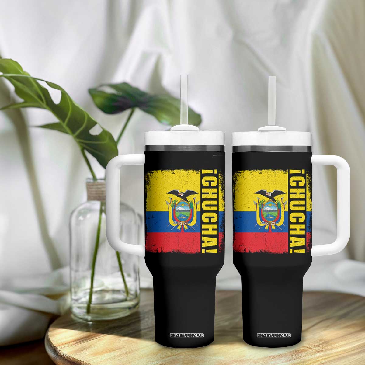 Chucha Funny Ecuadorian Slang Vintage Ecuador Flag Tumbler With Handle TS11 Print Your Wear