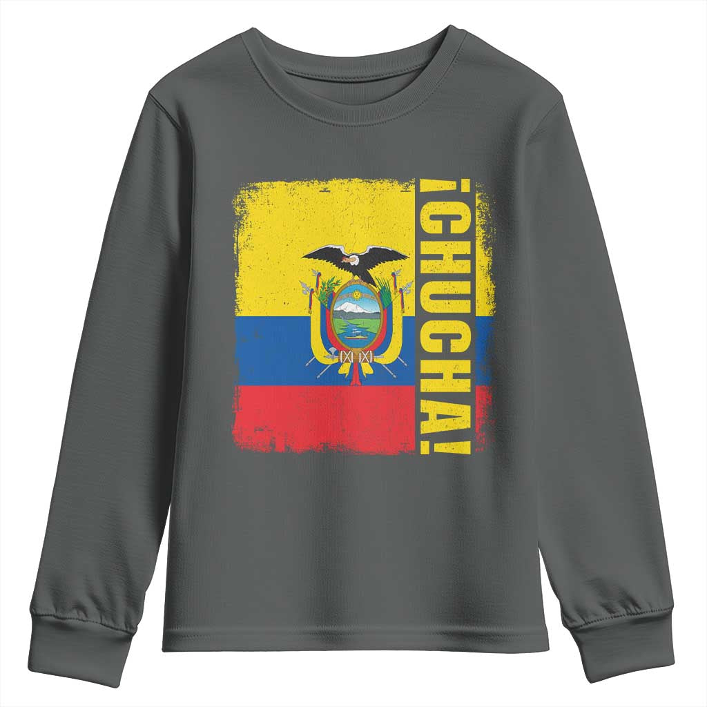 Chucha Funny Ecuadorian Slang Vintage Ecuador Flag Youth Sweatshirt TS11 Dark Heather Print Your Wear