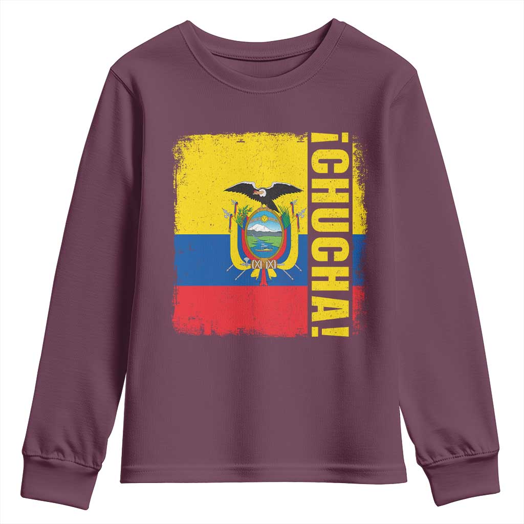 Chucha Funny Ecuadorian Slang Vintage Ecuador Flag Youth Sweatshirt TS11 Maroon Print Your Wear