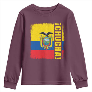 Chucha Funny Ecuadorian Slang Vintage Ecuador Flag Youth Sweatshirt TS11 Maroon Print Your Wear